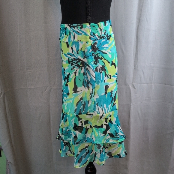 Cato Floral Midi Skirt - Blue and Green - Picture 3 of 8
